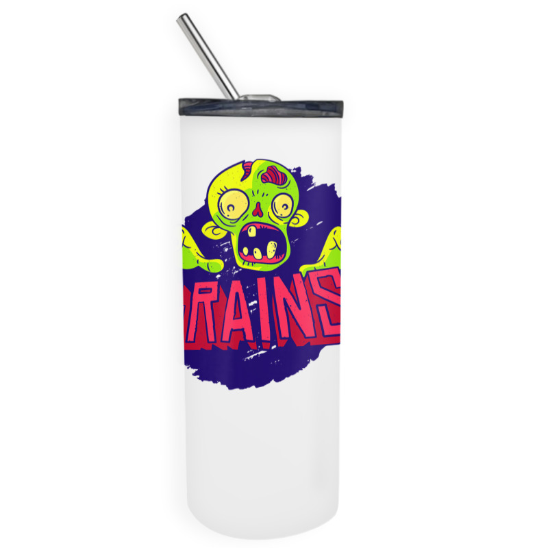 Creepy Zombie Brain Scary Halloween Kids Boys Girls Skinny Tumbler | Artistshot