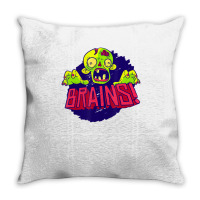 Creepy Zombie Brain Scary Halloween Kids Boys Girls Throw Pillow | Artistshot