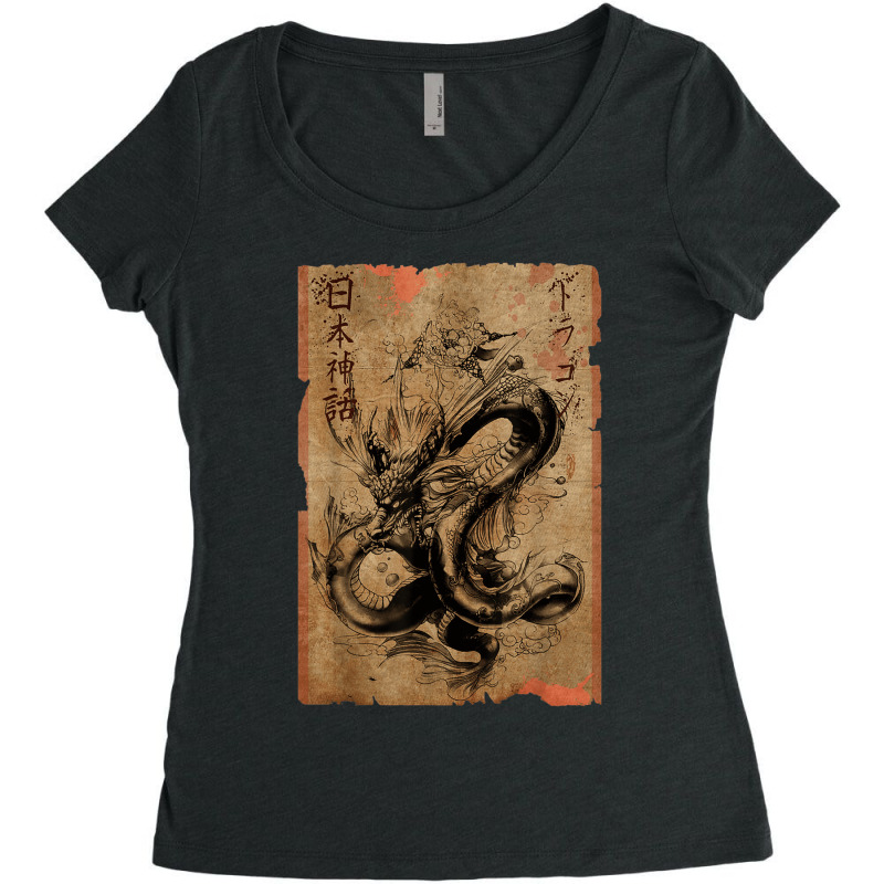 Chinese Japanese Culture Dragon Tee Asian Mythology Animal Women's Triblend Scoop T-shirt by CruzChapman | Artistshot