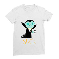 Cute Dracula Vampire Morning Suck Coffee Halloween Costume Ladies Fitted T-shirt | Artistshot