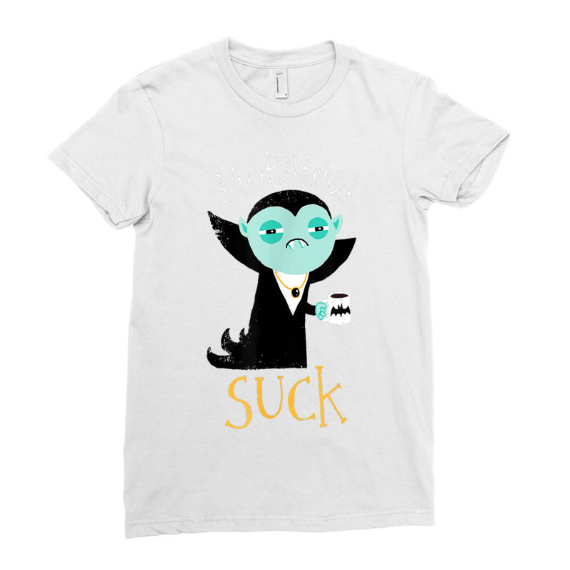 Cute Dracula Vampire Morning Suck Coffee Halloween Costume Ladies Fitted T-Shirt by shirondataylornmc | Artistshot