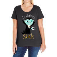 Cute Dracula Vampire Morning Suck Coffee Halloween Costume Ladies Curvy T-shirt | Artistshot