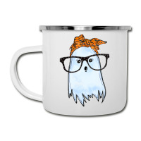 Cute Ghost With Glasses And Bats Bandana Halloween Costume Camper Cup | Artistshot