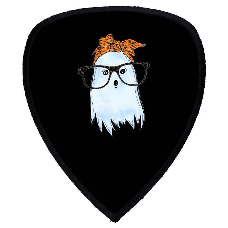 Cute Ghost With Glasses And Bats Bandana Halloween Costume Shield S Patch | Artistshot