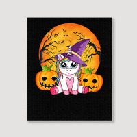 Cute Halloween Girls Witchy Unicorn Halloween Portrait Canvas Print | Artistshot