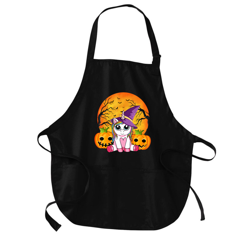 Cute Halloween Girls Witchy Unicorn Halloween Medium-length Apron | Artistshot