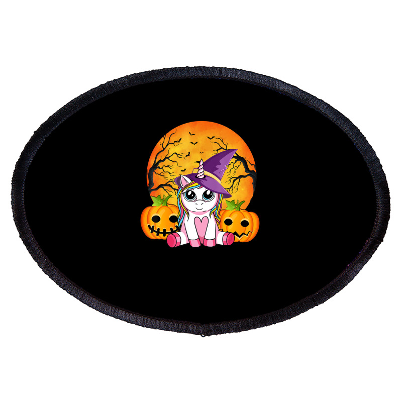 Cute Halloween Girls Witchy Unicorn Halloween Oval Patch | Artistshot