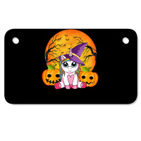 Cute Halloween Girls Witchy Unicorn Halloween Motorcycle License Plate | Artistshot