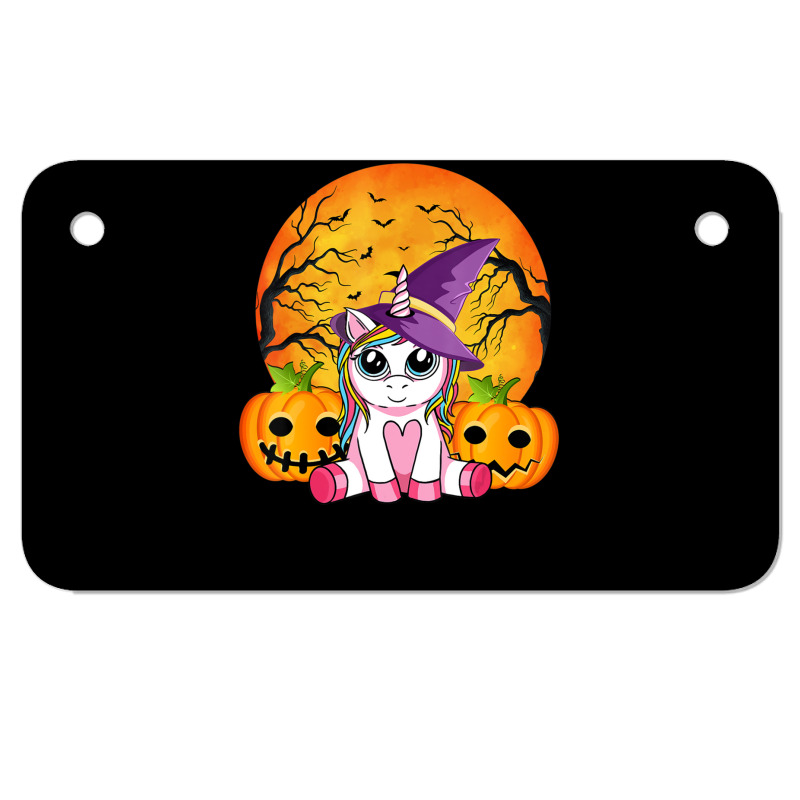 Cute Halloween Girls Witchy Unicorn Halloween Motorcycle License Plate | Artistshot