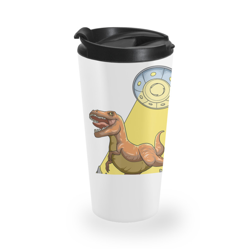 Alien Dinosaur Abduction Ufo T Rex Abducted By Ufo Spaceship Travel Mug | Artistshot