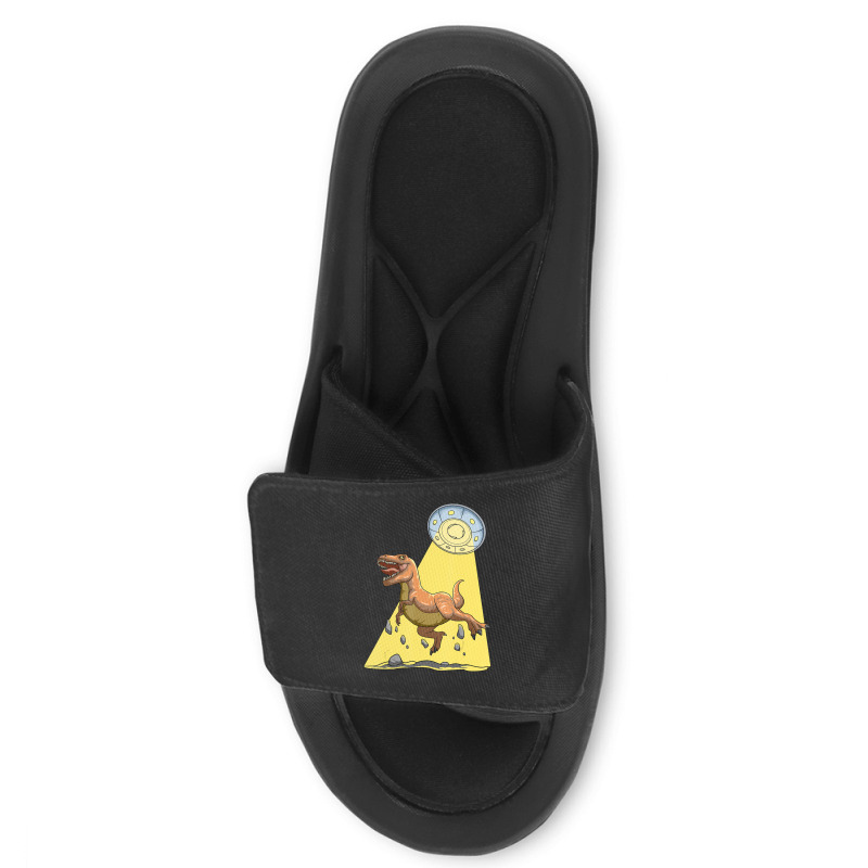 Alien Dinosaur Abduction Ufo T Rex Abducted By Ufo Spaceship Slide Sandal | Artistshot