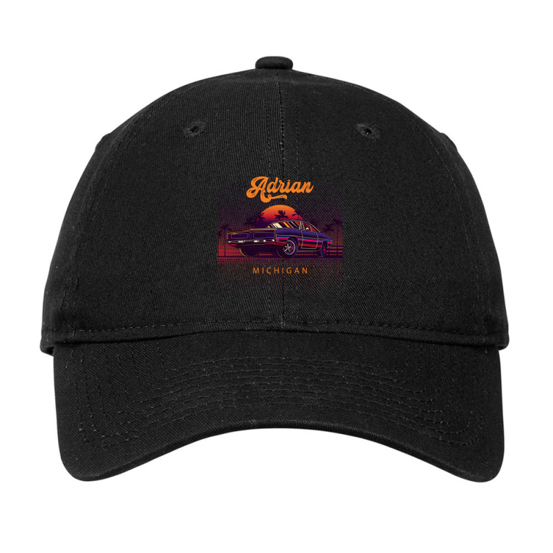 Adrian Michigan Retro Vintage 80s 90s Muscle Cars Retrowave Aesthetic Adjustable Cap by pancakespienova | Artistshot