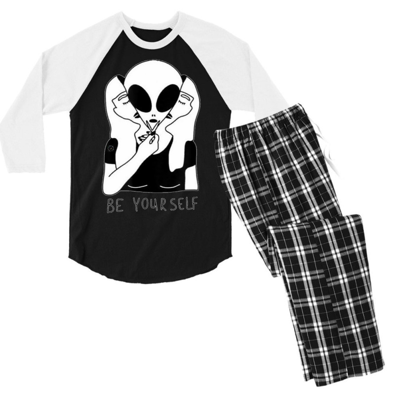 Cute Perfect Girl Space Alien Be Yourself True Self Men's 3/4 Sleeve Pajama Set by hoangan | Artistshot