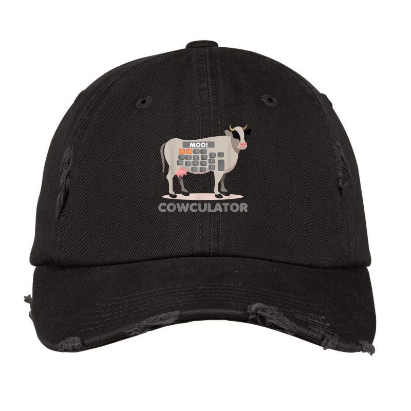 Algebra Math Calculator Funny Problem Solver Cow Moo Vintage Cap by IsabelConstance | Artistshot