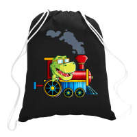 Funny Dinosaur Riding A Train Tyrannosaurus Dino Boys Girls Drawstring Bags | Artistshot