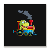 Funny Dinosaur Riding A Train Tyrannosaurus Dino Boys Girls Metal Print Square | Artistshot