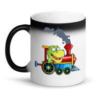 Funny Dinosaur Riding A Train Tyrannosaurus Dino Boys Girls Magic Mug | Artistshot