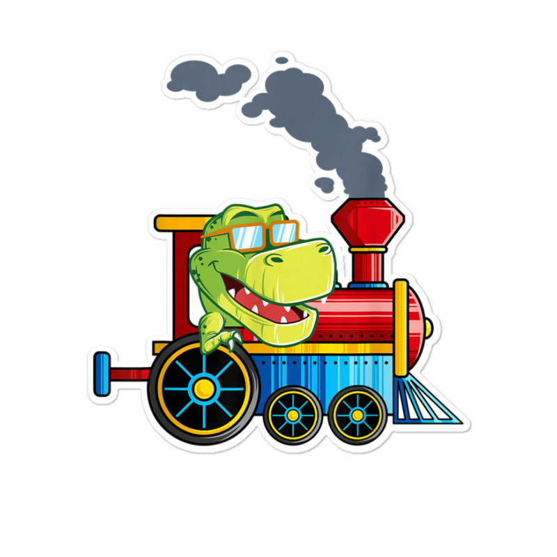 Funny Dinosaur Riding A Train Tyrannosaurus Dino Boys Girls Sticker | Artistshot