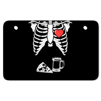 Dad Skeleton Halloween Beer Pizza Pregnancy Couple Men Atv License Plate | Artistshot