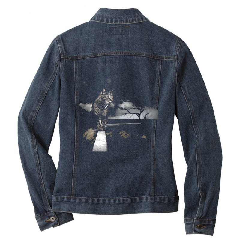 Cat Cat In Stormy Weather. Ladies Denim Jacket by cm-arts | Artistshot