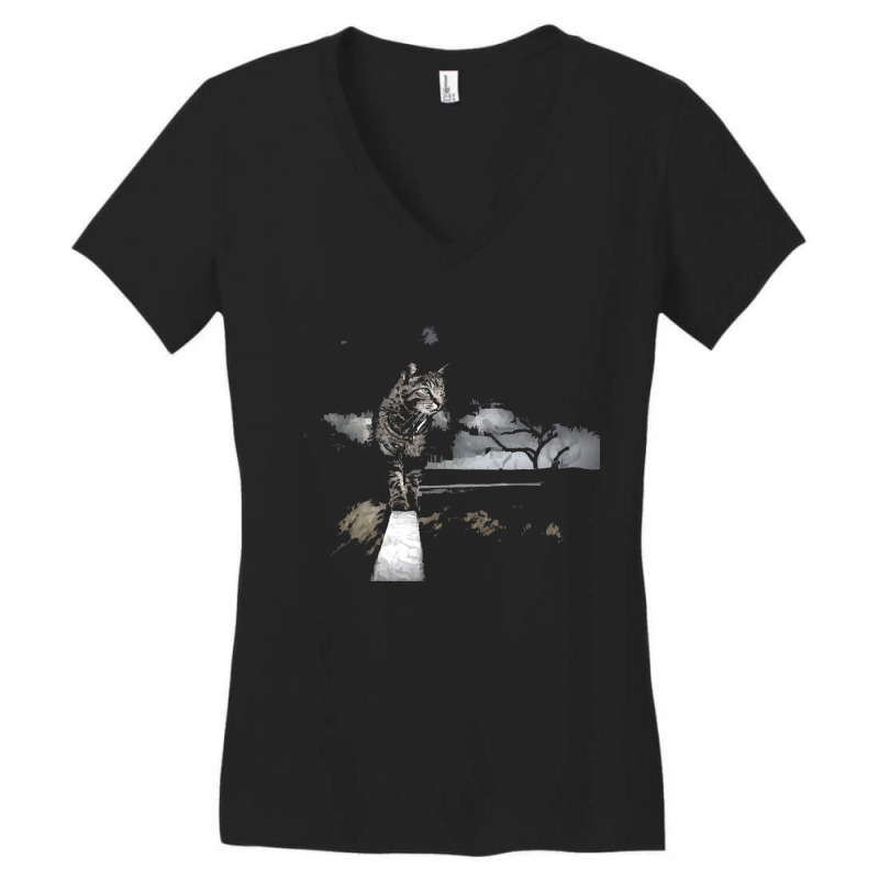 Cat Cat In Stormy Weather. Women's V-Neck T-Shirt by cm-arts | Artistshot