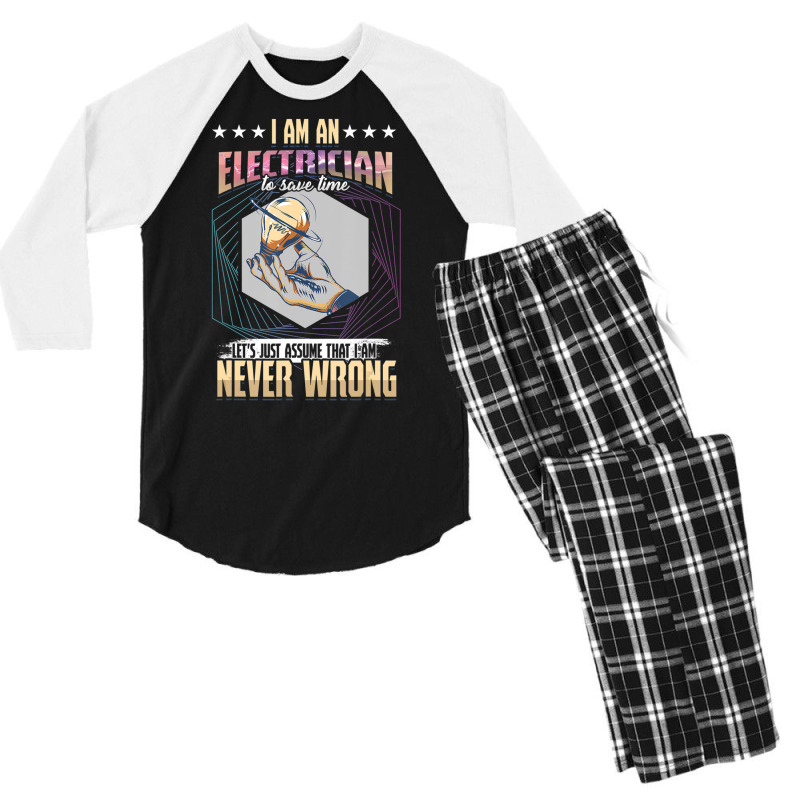 I'm An Electrician I'm Never Wrong Men's 3/4 Sleeve Pajama Set by cm-arts | Artistshot