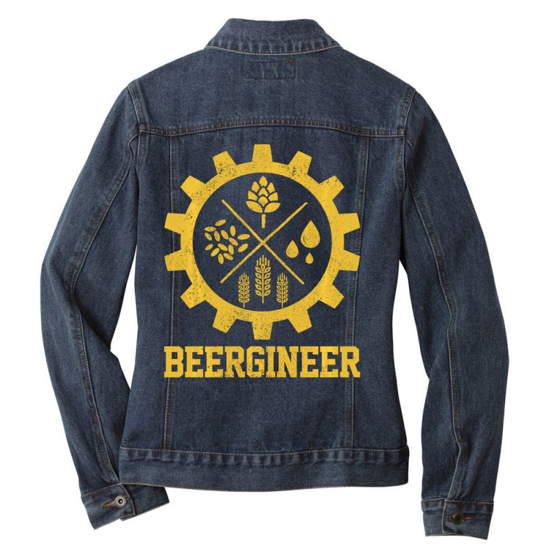 Beergineer Homebrew Home Brewing Craft Beer Brewer Gift Ladies Denim Jacket by behindcedar22 | Artistshot