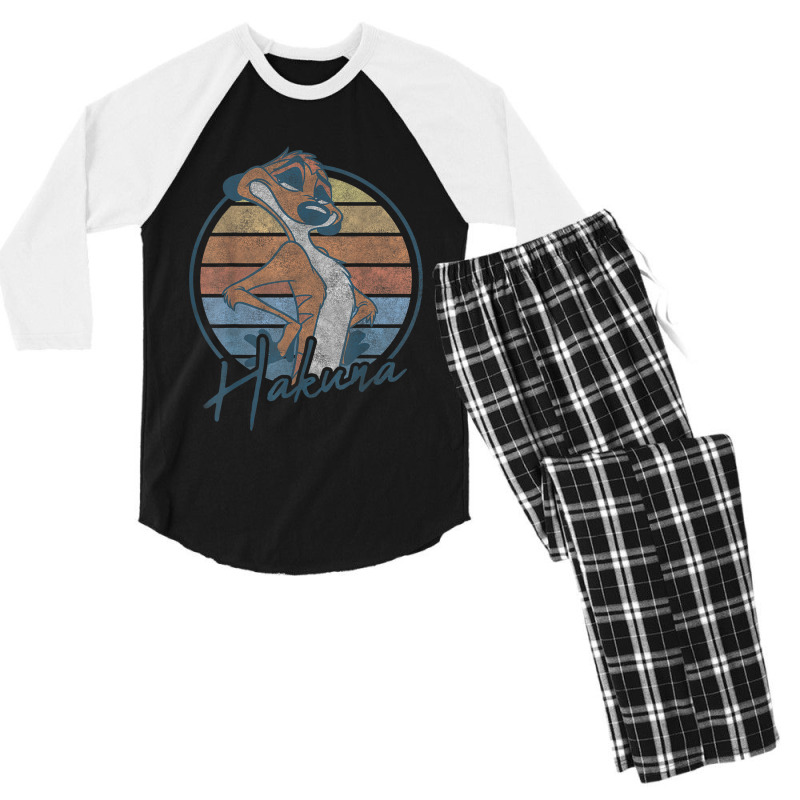 The Lion & King Timon Hakuna Retro Portrait Men's 3/4 Sleeve Pajama Set by althubich | Artistshot