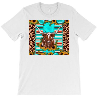 Texas Longhorn Sunflower Gemstone T-shirt Designed By Angel Clark