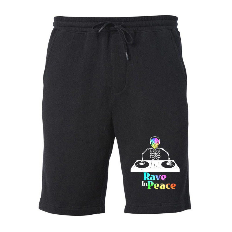 Rave In Peace Alien And Skeleton Trippy Rave Fleece Short by phamkhao | Artistshot