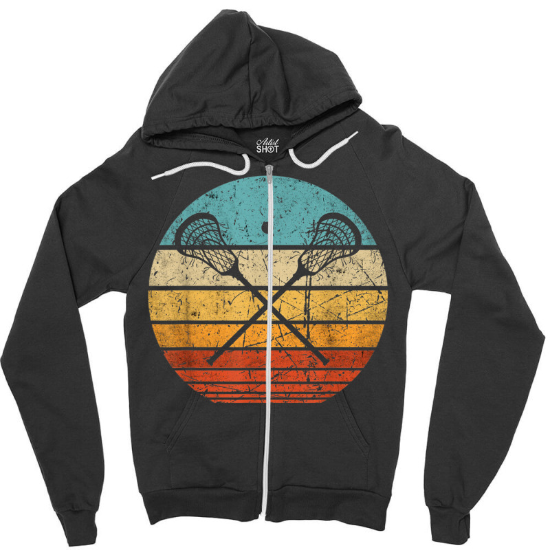 Lacrosse Vintage Retro Lacrosse Stick Sun Gift Zipper Hoodie | Artistshot