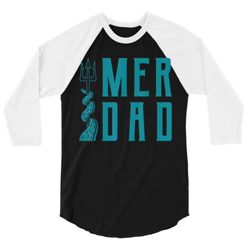 Mens Merdad Trident Mermaid Dad 3/4 Sleeve Shirt | Artistshot