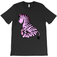 Happy Side Sitting Zebra Pink T-shirt | Artistshot