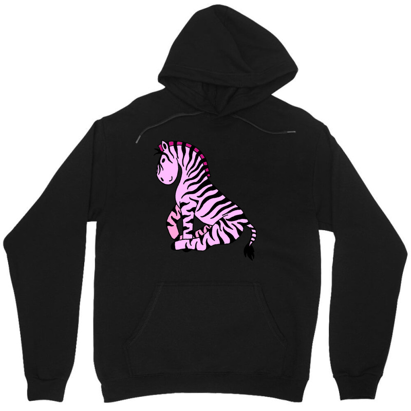 Happy Side Sitting Zebra Pink Unisex Hoodie | Artistshot