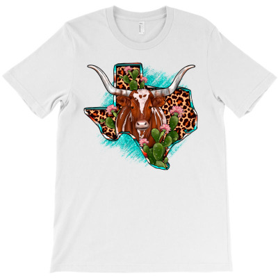 Texas Longhorn Texas Map T-shirt Designed By Angel Clark