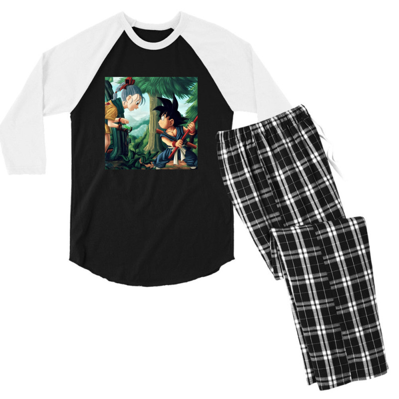 The First Meeting Between Goku And Bulma Gift Men's 3/4 Sleeve Pajama Set | Artistshot