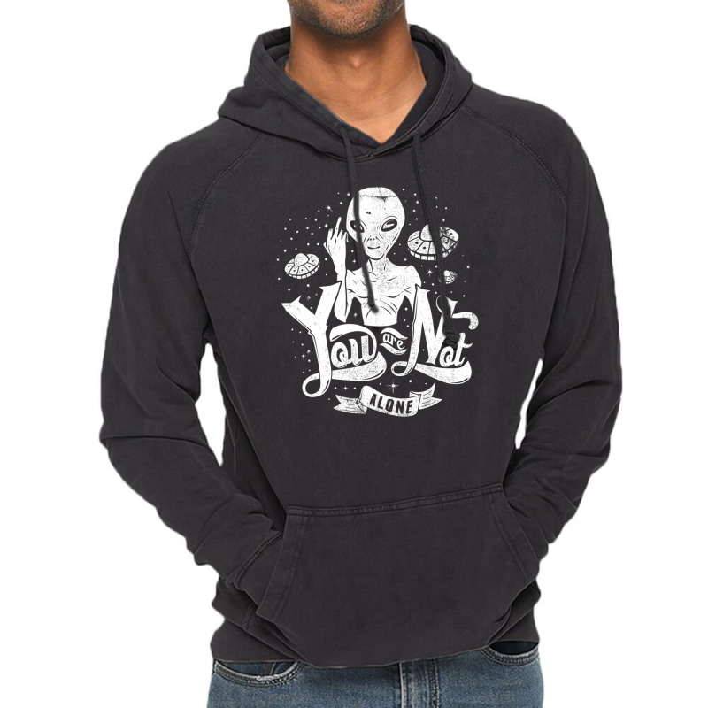 Alien Flipping The Bird You Are Not Alone Ufo Vintage Hoodie | Artistshot