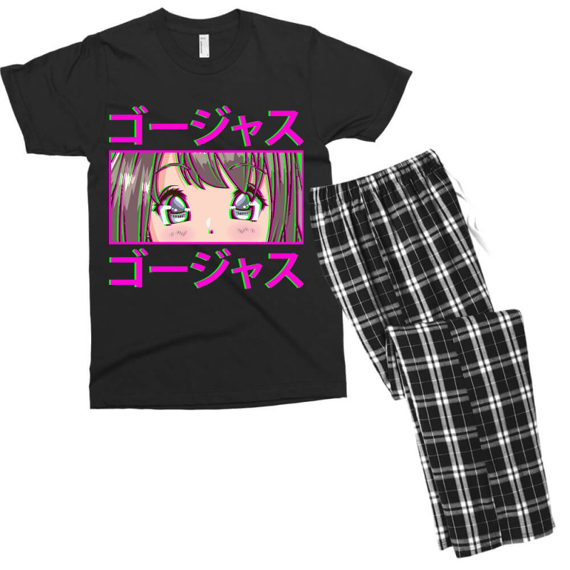 Anime Girl With Kanji Writing Men's T-shirt Pajama Set | Artistshot