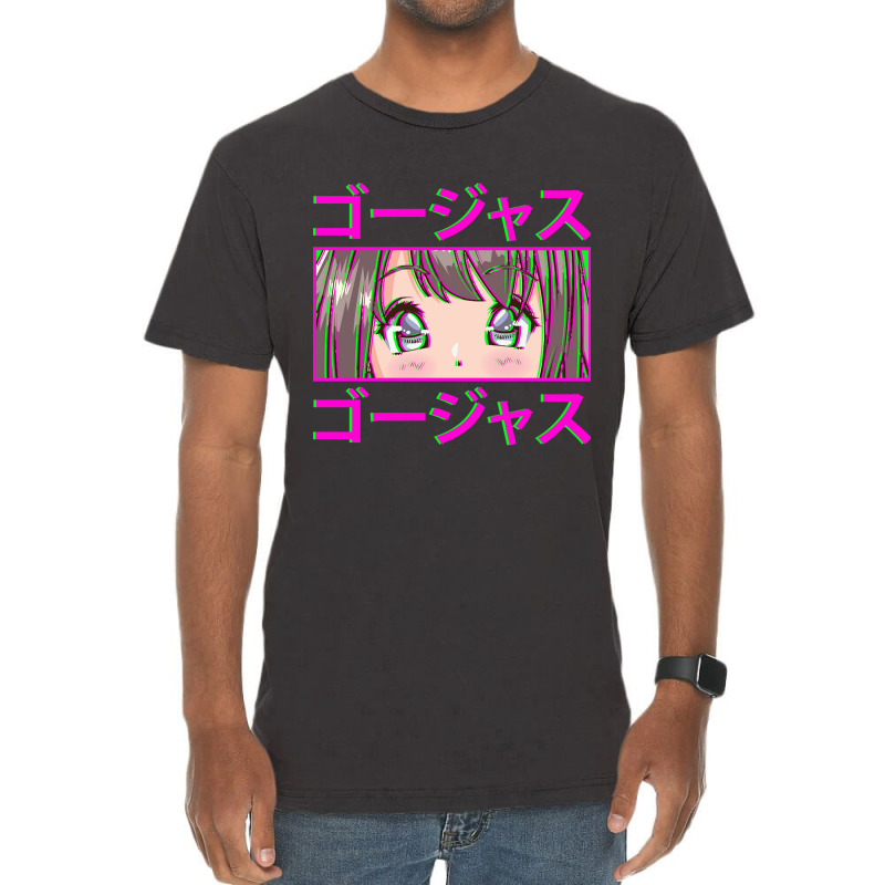 Anime Girl With Kanji Writing Vintage T-shirt | Artistshot