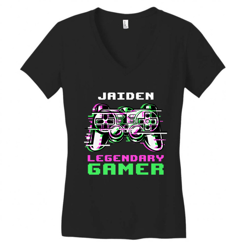 Jaiden Legendary Gamer Personalized Women's V-Neck T-Shirt by cm-arts | Artistshot