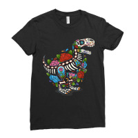 T Rex Dino Sugar Skull Mexico Calavera Dia De Los Muertos Tshirt Ladies Fitted T-shirt | Artistshot