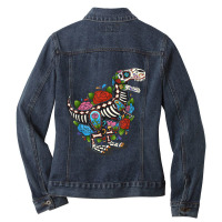 T Rex Dino Sugar Skull Mexico Calavera Dia De Los Muertos Tshirt Ladies Denim Jacket | Artistshot