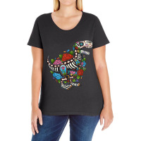 T Rex Dino Sugar Skull Mexico Calavera Dia De Los Muertos Tshirt Ladies Curvy T-shirt | Artistshot