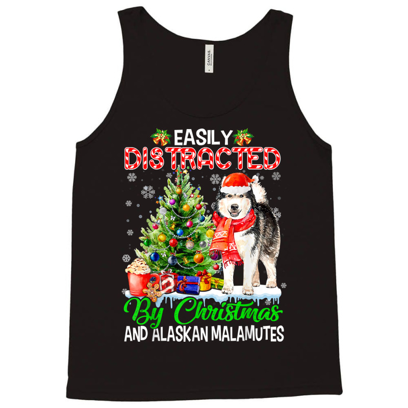 Easily Distracted By Christmas & Alaskan Malamutes Santa T Shirt Tank Top | Artistshot