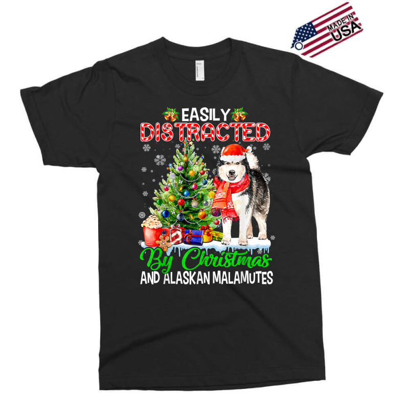 Easily Distracted By Christmas & Alaskan Malamutes Santa T Shirt Exclusive T-shirt | Artistshot