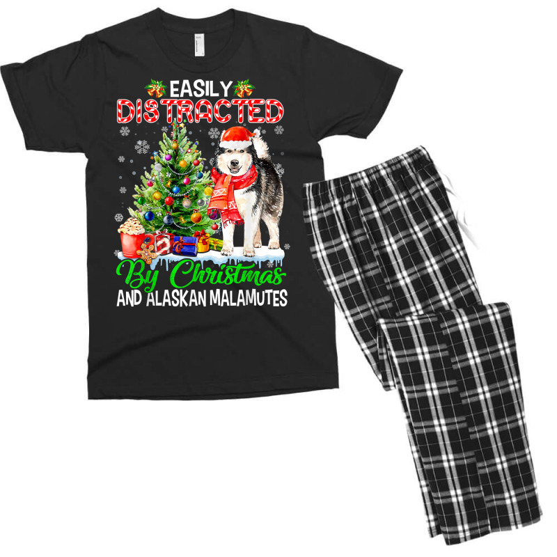 Easily Distracted By Christmas & Alaskan Malamutes Santa T Shirt Men's T-shirt Pajama Set | Artistshot