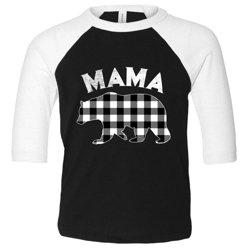 Black And White Buffalo Plaid Mama Bear Christmas Pajama Toddler 3/4 Sleeve Tee by behindcedar22 | Artistshot