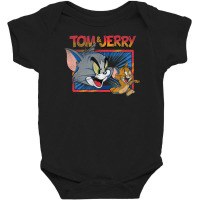 Tom And Jerry Color Burst Big Face Poster Baby Bodysuit | Artistshot