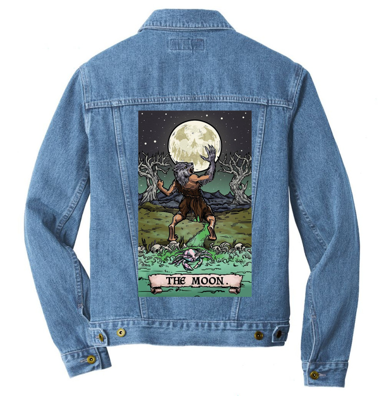 The Moon Tarot Card Men Denim Jacket. By Artistshot