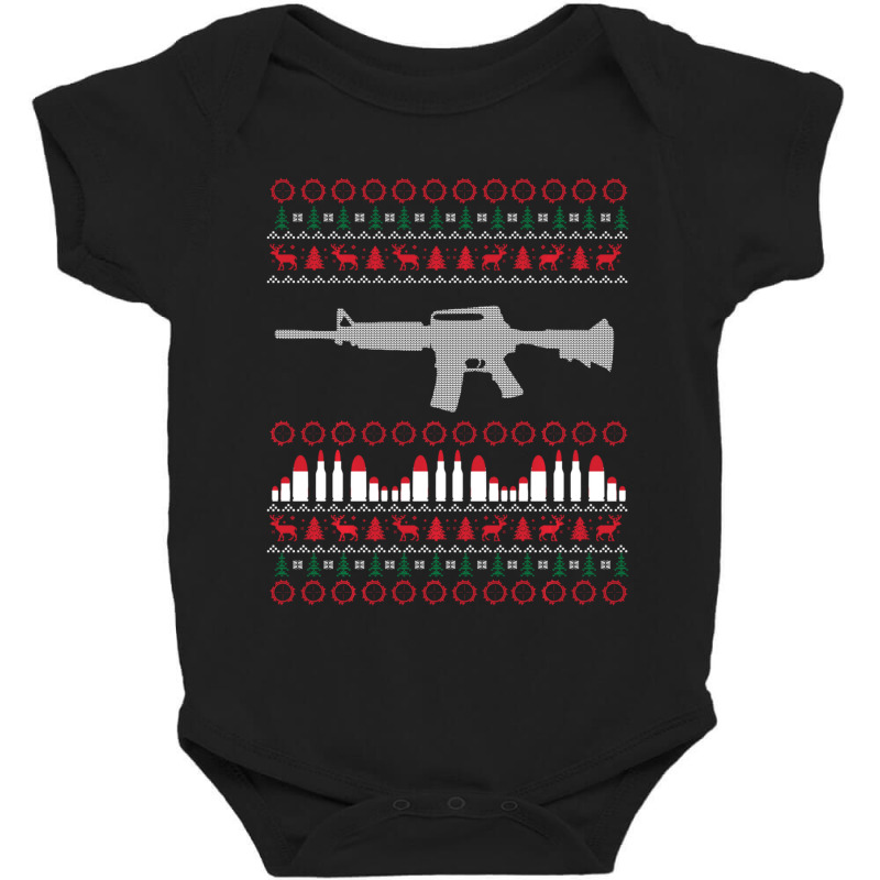 Ar-15 Machine Gun Ugly Christmas Sweater Baby Bodysuit | Artistshot